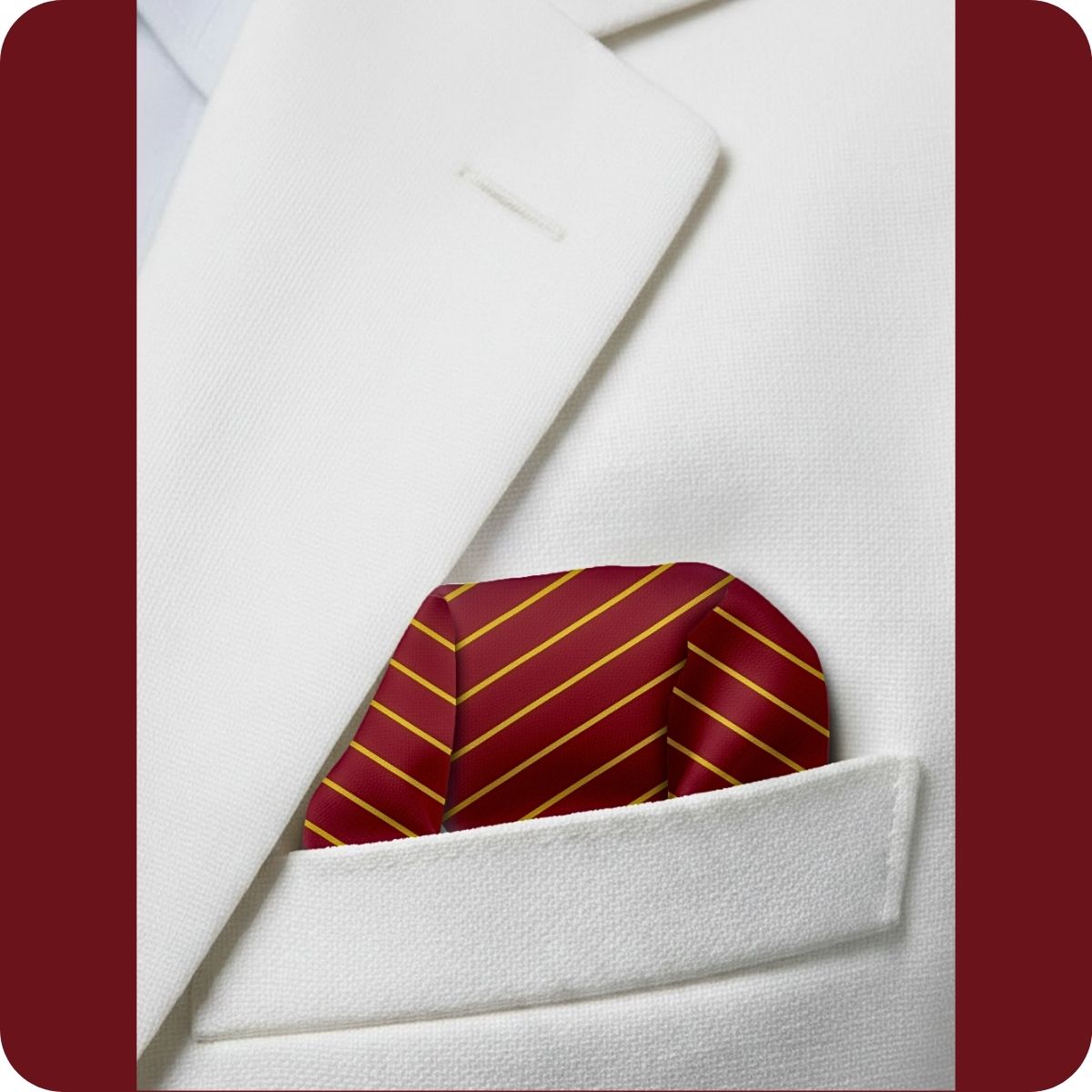 BURGUNDY & YELLOW STRIP POCKET SQUARE (1200 x 1200 px)