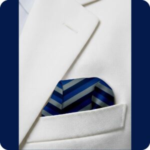 N.BLUE / ROYAL BLUE /STRIP JACQUARD WOVEN POCKET SQUARE