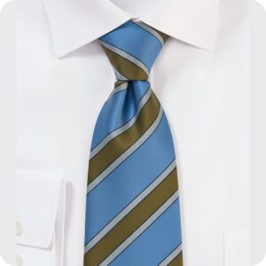 SKY BLUE /BROWN STRIP JACQUARD WOVEN TIE