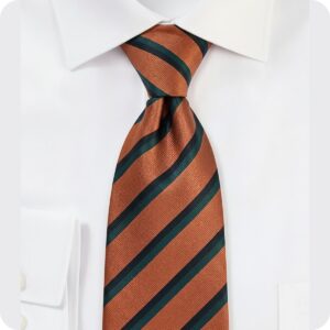 RUST/GREEN/BLACK STRIP JACQUARD WOVEN TIE