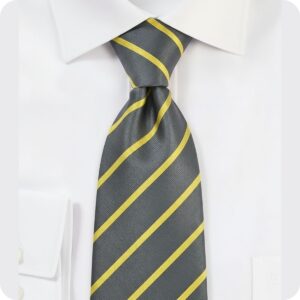GRAY/ YELLOW STRIP JACQUARD WOVEN TIE