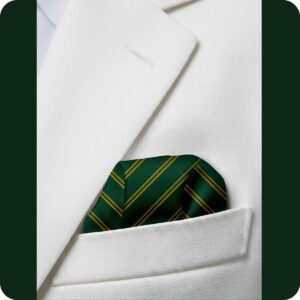 GREEN / YELLOW /STRIP JACQUARD WOVEN POCKET SQUARE