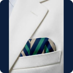 N.BLUE/GREEN/SKIN STRIP JACQUARD WOVEN POCKET SQUARE