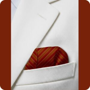 RUST/RED/STRIP JACQUARD WOVEN POCKET SQUARE